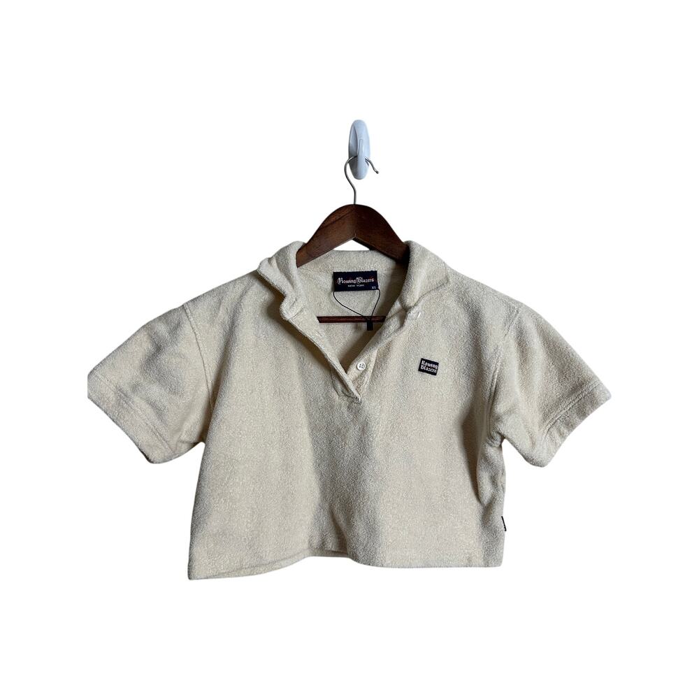 Rowling Blazers Cropped Terry Cloth Polo Cream Womans XS